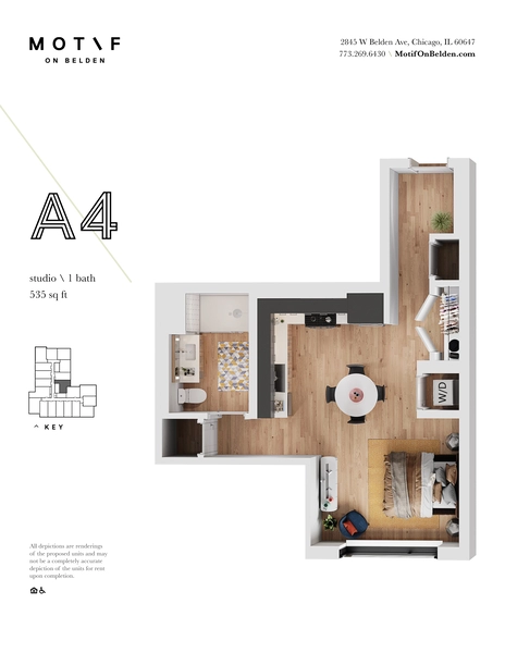 Studio Apartment for rent in Logan Square - North Side, Chicago