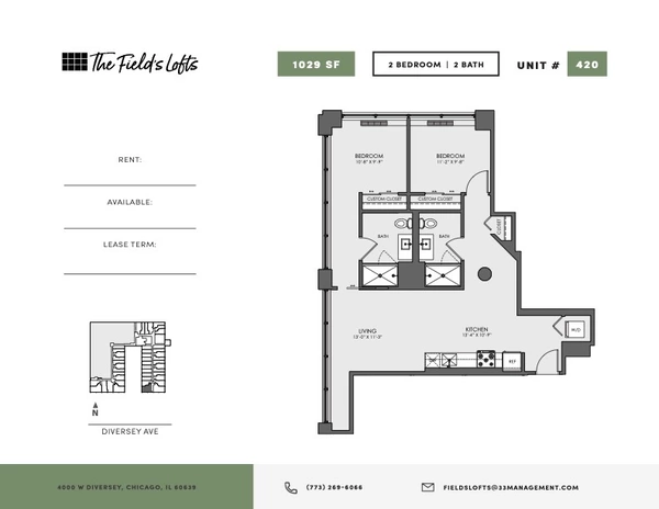2 bedrooms apartment for rent in Hermosa - Northwest Side, Chicago