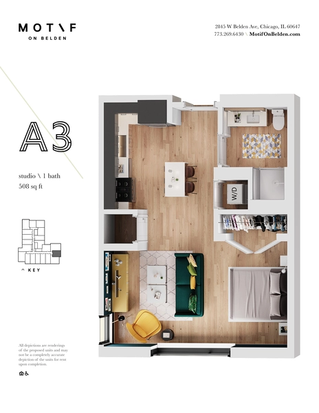 Studio Apartment for rent in Logan Square - North Side, Chicago